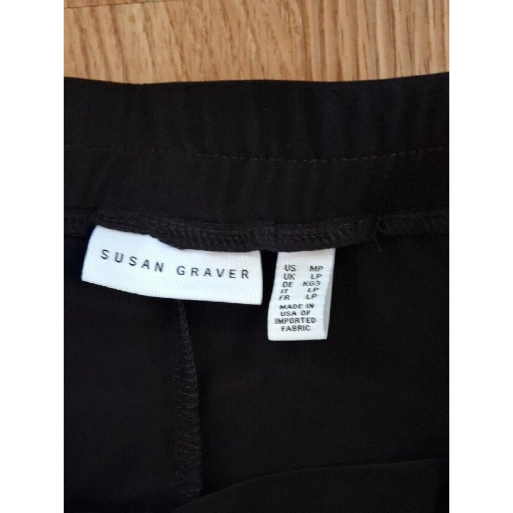 Susan Graver Black Pull-On Wide-Leg Pants (Mis357) - Picture 2 of 3